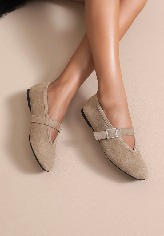 Sara ballerina taupe suède