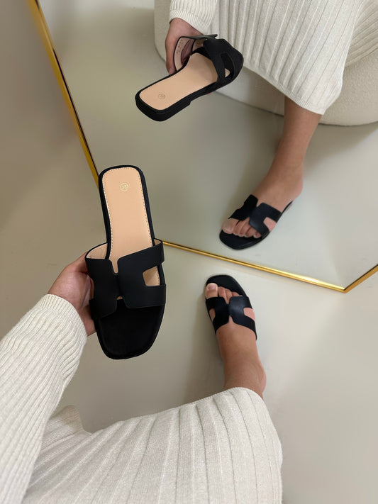 Fleur slipper zwart