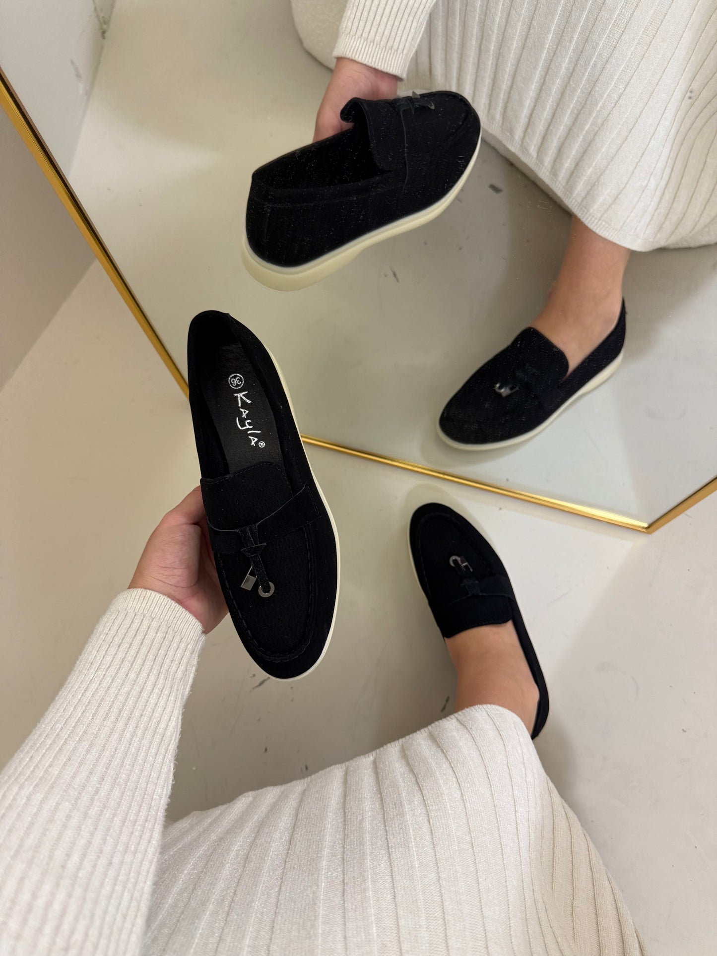 Lola loafer zwart met witte zool